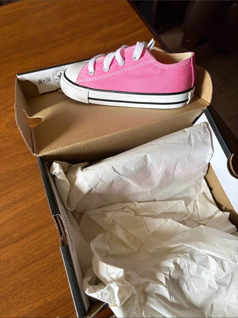 Converse Kids Pink Canvas Low Top Sneakers with White Laces